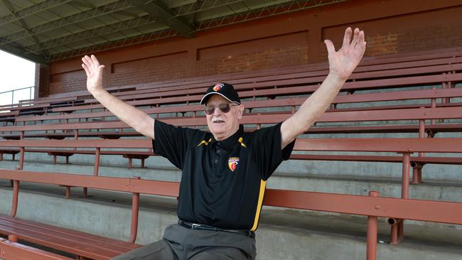 Goodwood Saints volunteer Colin Nelson in the grandstand in 2015. Picture: Campbell Brodie