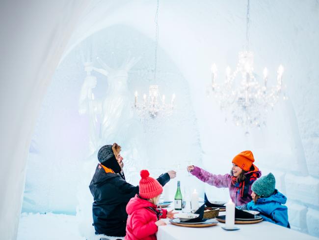 Snowman World Ice Restaurant in Lapland Finland. Despite the cold and weather, Finland has figured out how to convert wealth into wellbeing.