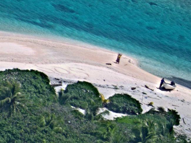 The couple, in their fifties, had been stranded on the remote desert island with limited supplies for a week. Picture: US Navy