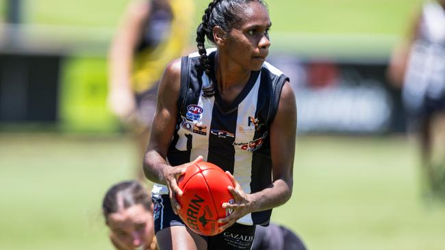 Marika Carlton as the Nightcliff Tigers took on the Palmerston Magpies in the 2024-25 NTFL women's semi-final. Picture: Pema Tamang Pakhrin