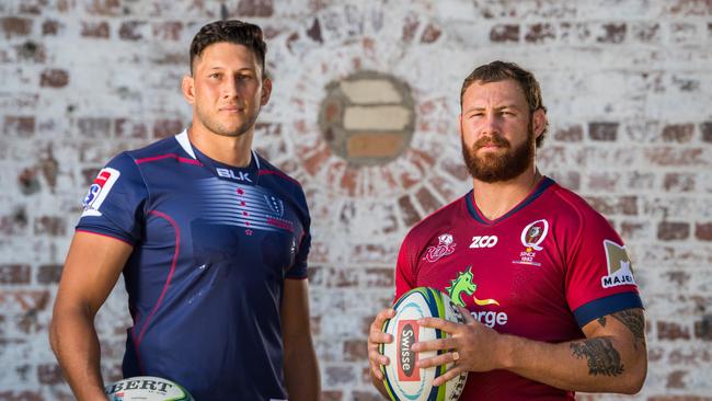 Adam Coleman and Scott Higginbotham will collide on Friday night. Picture: RUGBY.com.au/Stuart Walmsley