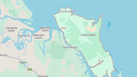 A man was attacked by a shark off Curtis Island off Gladstone. Picture: Google Maps/Supplied