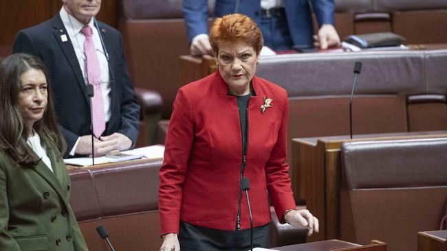 Senator Hanson before storming out. Picture: NCA NewsWire / Gary Ramage