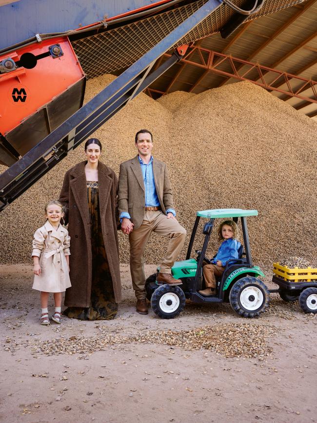 Jenna Dinicola Stefanovic and husband Tom Stefanovic with their children Queenie and Phoenix. Picture: Hugh Stewart