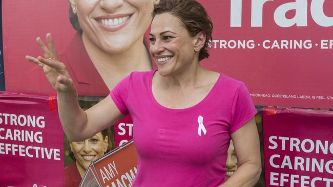 Queensland Deputy Premier Jackie Trad, member for the seat of South Brisbane at a voting station at West End State School, Brisbane, Saturday, November 25, 2017. (AAP Image/Glenn Hunt) NO ARCHIVING