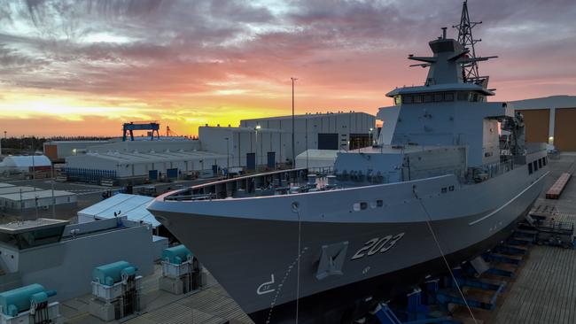 The first Arafura Class Offshore Patrol Vessel to be built at Osborne Naval Shipyard in South Australia in December 2021.