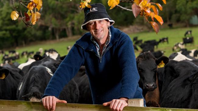 Rob Frampton at his farm at Gawler in Tasmania.