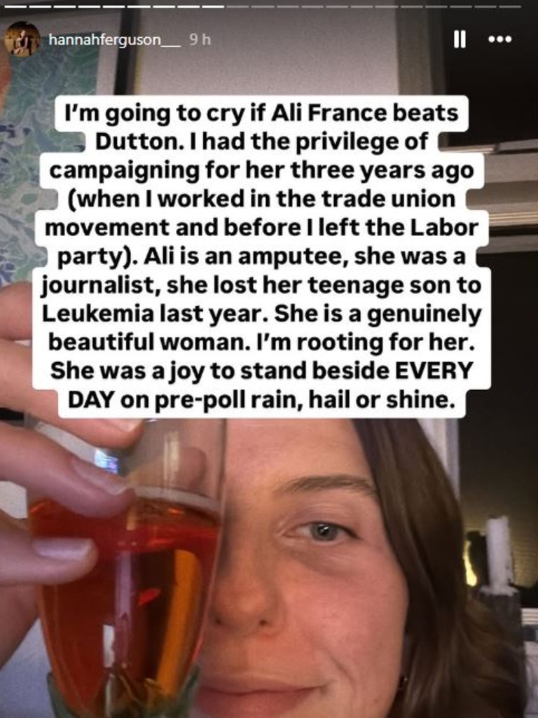 Hannah Ferguson shared her thoughts on the election. Picture: Instagram/Hannah Ferguson