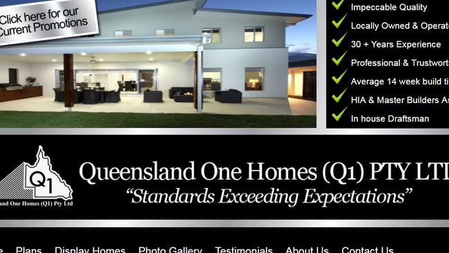 The website of Queensland One Homes, which went into liquidation more than two years ago. Photo: Supplied