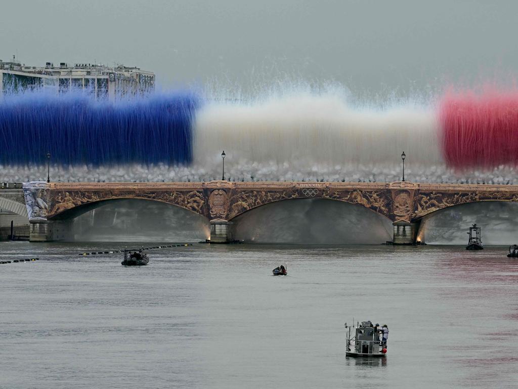 The tricolour: Fireworks in the French national colours explode over Pont d’Austerlitz during the opening ceremony of the Paris 2024 Olympic Games in Paris on July 26, 2024. Picture: AFP