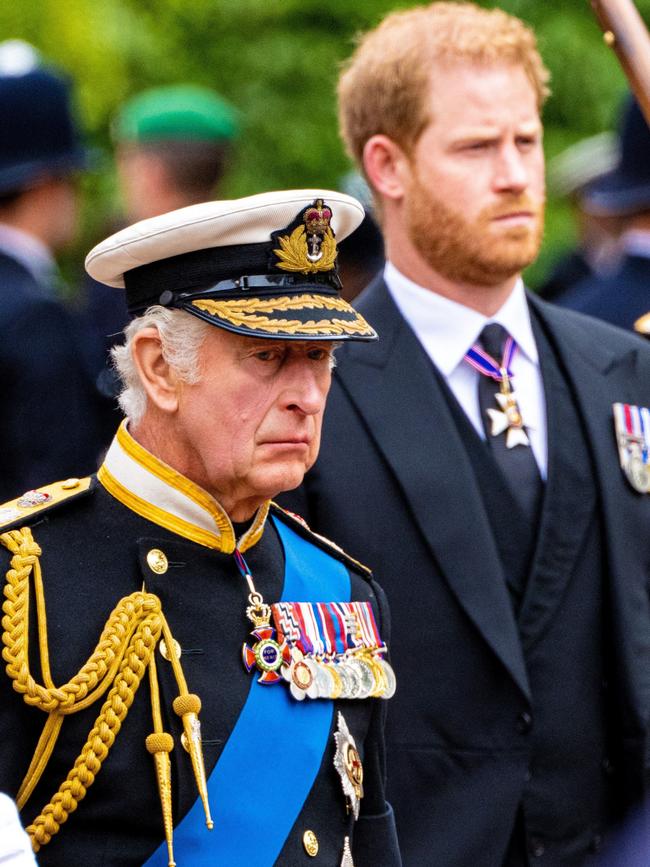 Prince Harry will not be seated next to his father in the first row of the coronation ceremony, but rather the third row. Picture: Mega Agency