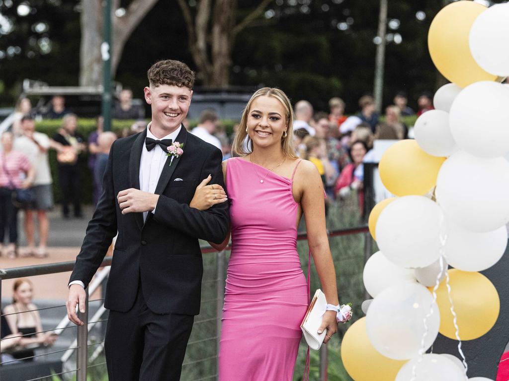 Heath Wilkins and Sophie Brennan at Centenary Heights State High School formal at Picnic Point, Friday, November 15, 2024. Picture: Kevin Farmer