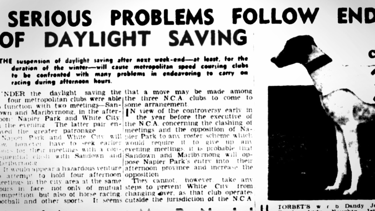 A 1942 article about troubles with daylight savings in the racing industry. Picture: Trove