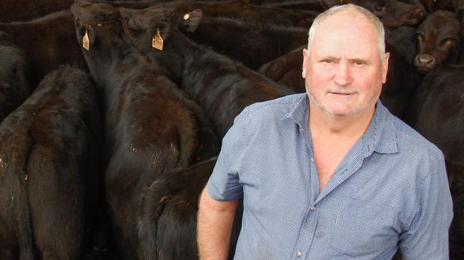 Wayne Ellis, manager Seven Creeks at Euroa and the property's young calves at 232kg which made $2000 or 862c