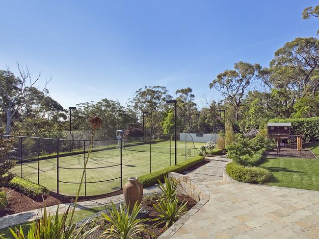 The champion-size tennis court.