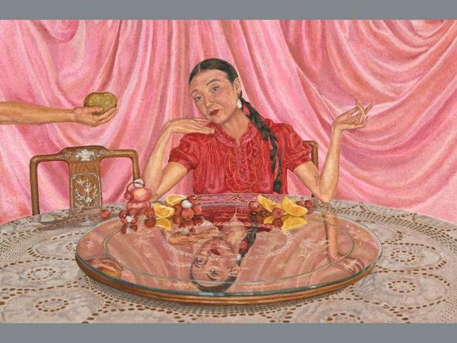 Banquet (Rainbow Chan) by Whitney Duan depicts artist and musician Chun Yin Rainbow Chan. Born in Hong Kong and living and working in Sydney, Chan often evokes traditional Chinese methods in different ways. Picture: Whitney Duan, Archibald 2025, Photo: Art Gallery of New South Wales, Jenni Carter