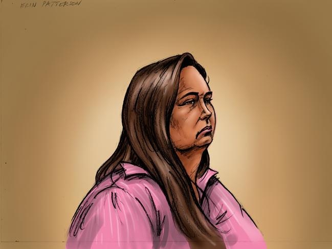 A court sketch of accused mushroom cook killer Erin Patterson. Picture: Paul Tyquin