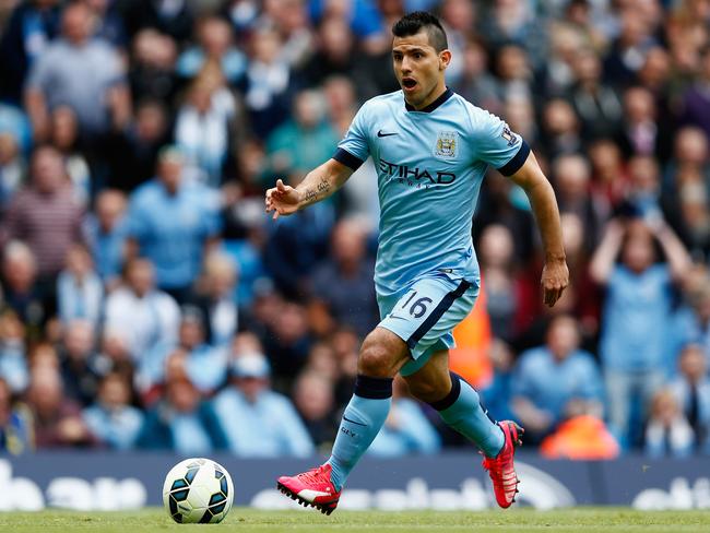 Sergio Aguero of Manchester City in action during the Barclays Premier League.