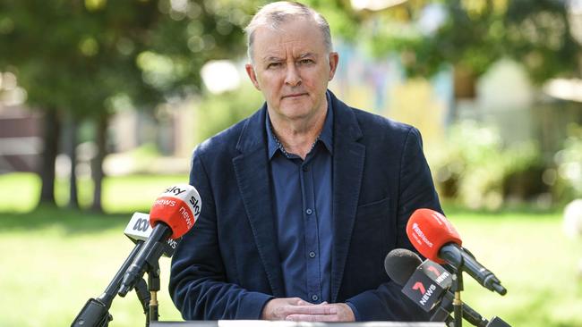 Anthony Albanese at Jarvie Park in Marrickville, inner-west Sydney, on Sunday. Picture: Flavio Brancaleone