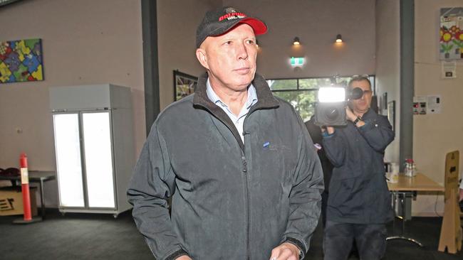 Former Defence Minister and Liberal member for Dickson Peter Dutton arrives to vote at the Albany Creek State School polling booth on May 21. Picture: Zak Simmonds