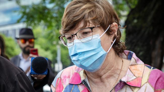 Raelene Polymiadis on bail outside Adelaide Magistrates Court in December 2023. Picture: NCA NewsWIRE / Emma Brasier