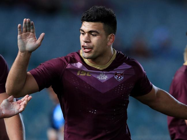 David Fifita fires up his team during the Under 18's Origin game between Queensland and NSW at the MCG in Melbourne. Pics Adam Head