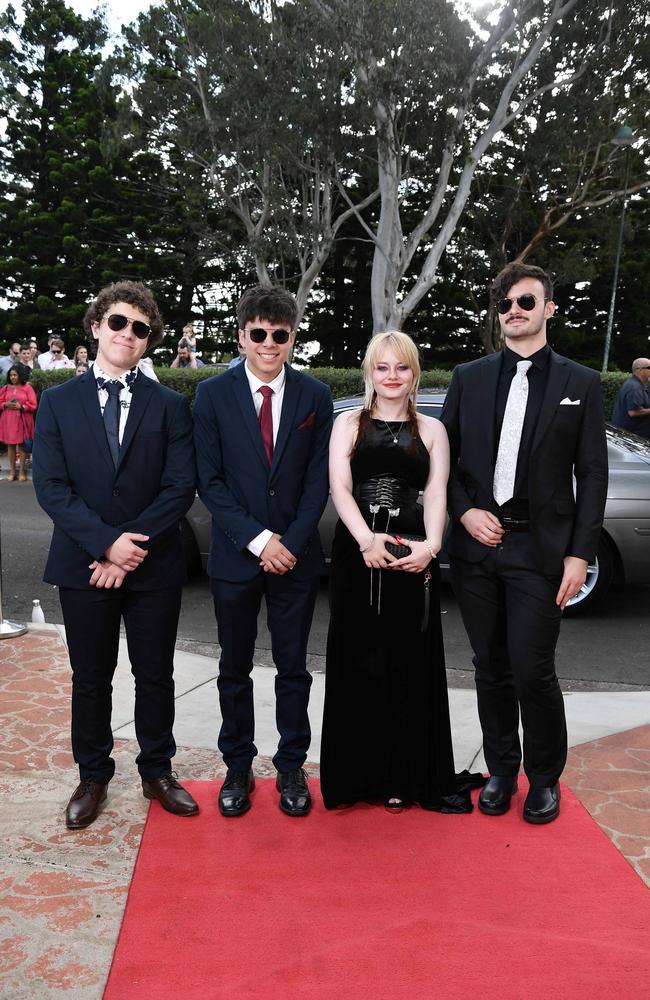 Blair Cary, Jack Renbo, Evelyn Smith and Douglas Rankan at Centenary Heights State High School formal. Picture; Patrick Woods.