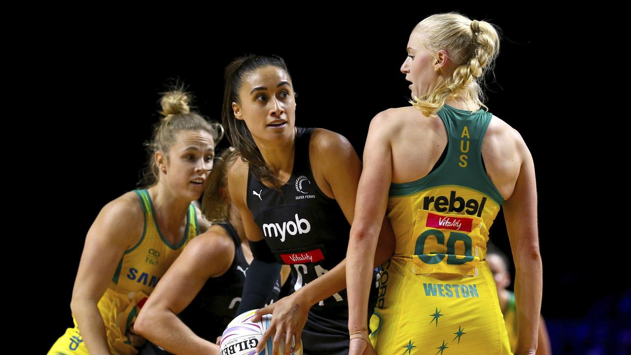 New Zealand's Maria Folau and Australia's Jo Weston. (Nigel French/PA via AP)