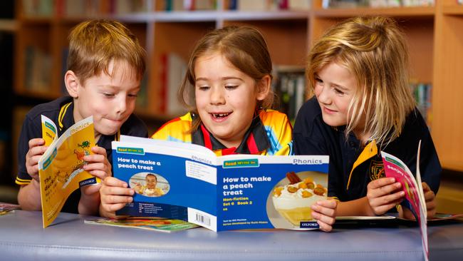 Paxton Adams 6, Zara Ellery 7 and Lenny Margan 7, Kilkenny P.S. Year 1 students. Picture Matt Turner.