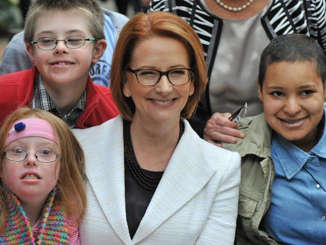 Then prime minister Julia Gillard announces a levy in 2013 to fund the National Disability Insurance Scheme. Picture: Julian Smith/AAP