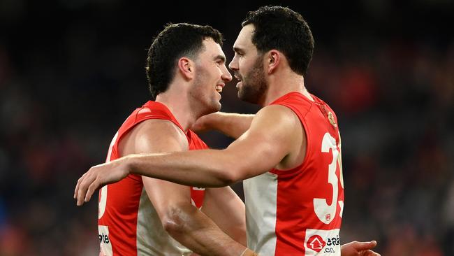 Tom and Paddy McCartin embrace after the Swans Qualifying final win. Picture: Getty Images