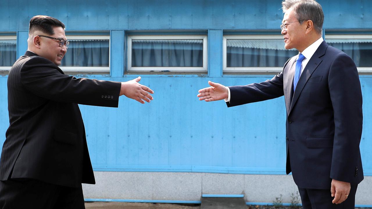 Kim Jong-un and Moon Jae-in. Picture: AP