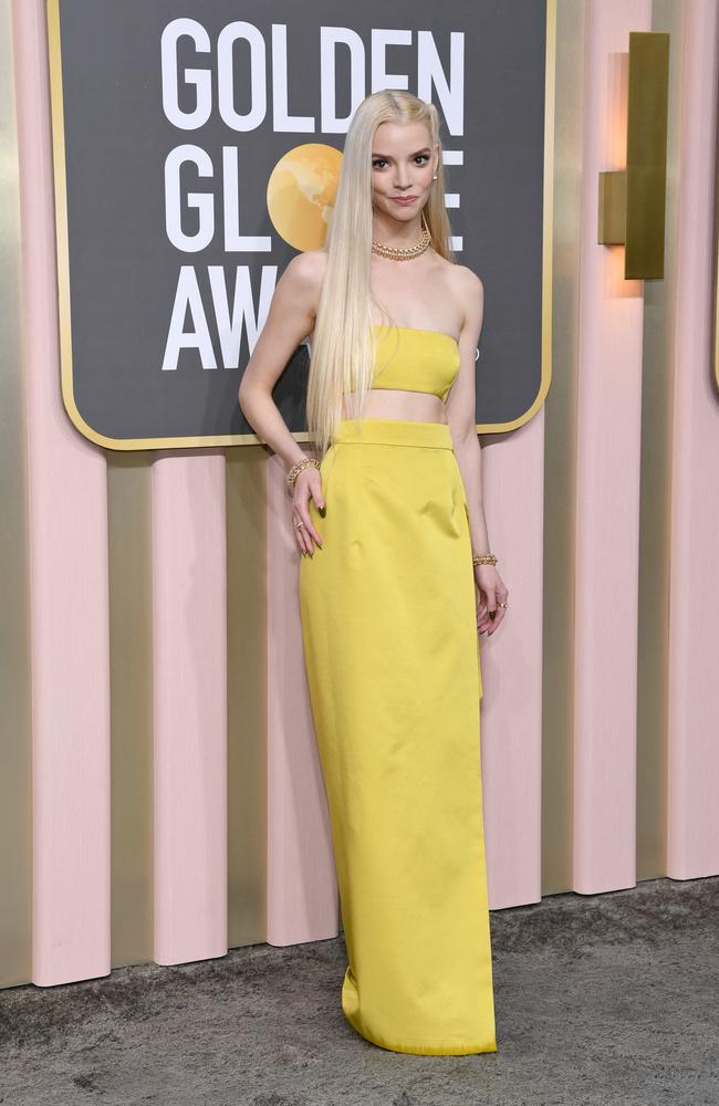 Anya Taylor-Joy looks striking in bright yellow at the Golden Globe Awards. PIcture: AFP.