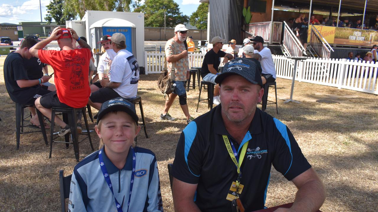 Michael and Lachlan Schmidt from Ilfracombe. Burnout precinct at Rockynats 2022.