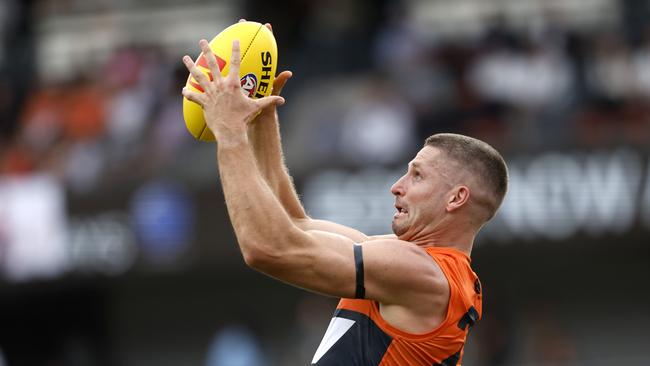 Giants Jesse Hogan marks during the Round 1 AFL match between the GWS Giants and North Melbourne at Engie Stadium on March 16, 2024. Photo by Phil Hillyard(Image Supplied for Editorial Use only - Phil Hillyard  **NO ON SALES** - Â©Phil Hillyard )