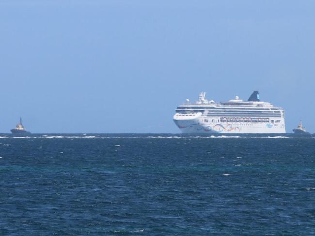 The Norwegian Star getting towed past Point Nepean Picture: Mike Dugdale