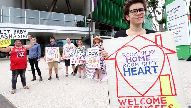 Protesters in support of doctors that refused to discharge asylum seeker baby Asha until a suitable home environment was found in 2016. (Pic: Liam Kidston)