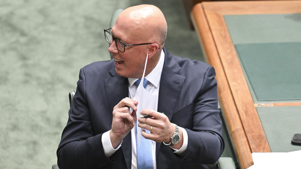 Leader of the Opposition Peter Dutton during Question Time at Parliament House in Canberra. Picture: NewsWire / Martin Ollman