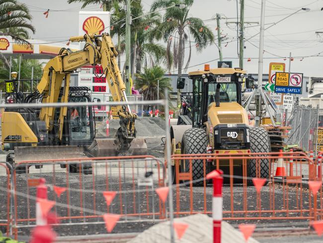 Light rail construction at Miami.Picture: Glenn Campbell