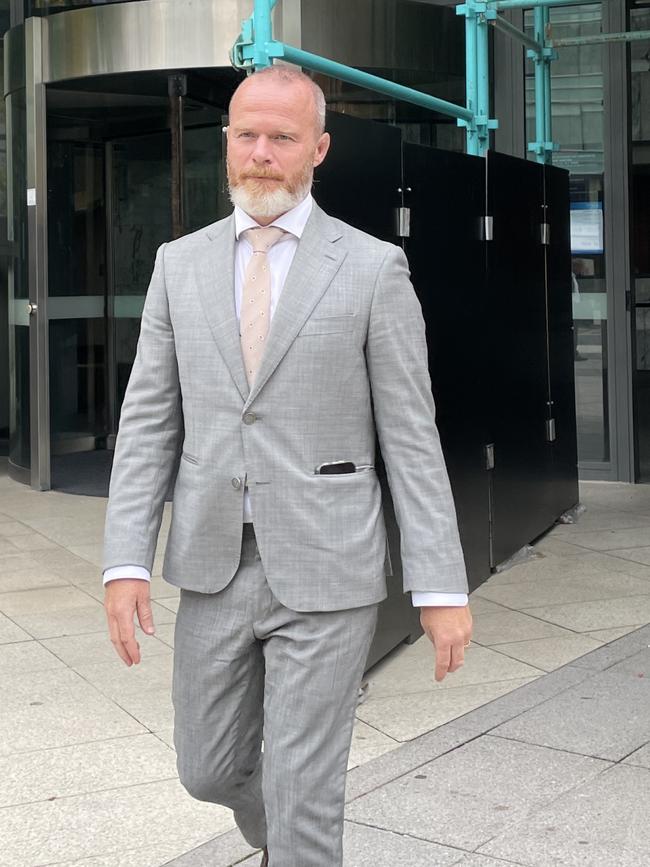 Jay Maleckas exits Parramatta District Court.