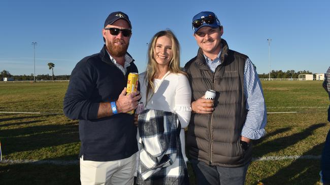 George, Morgan and Simon at the Roma Rugby Races at Bassett Park on Saturday June 24, 2023. Picture: Chloe Cufflin.