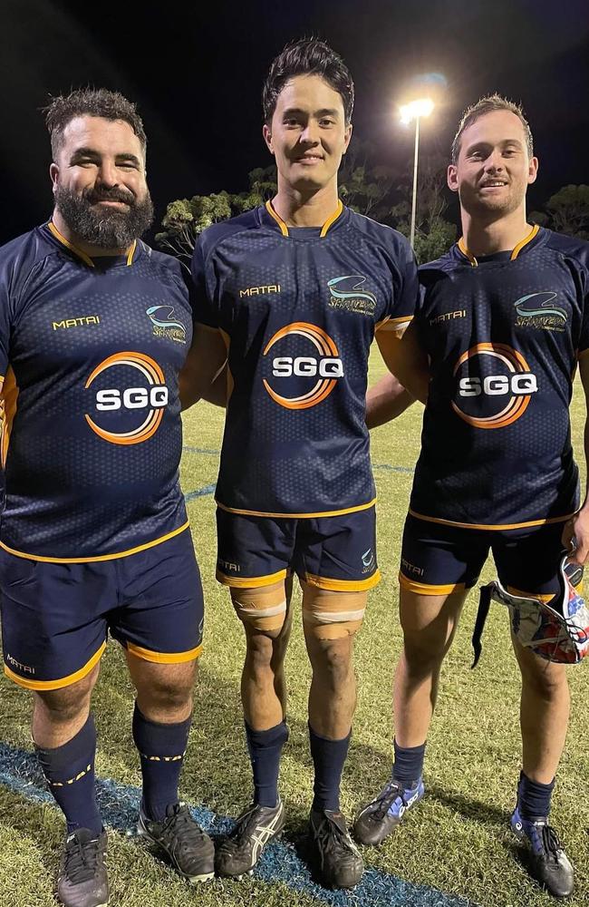 Wynnum Bugs A-grade players Jason Rodgers, Kyle Hamanne and Jacob Wright representing the Sunshine Coast Stingrays.