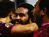 AUCKLAND, NEW ZEALAND - JUNE 29: Konrad Hurrell of the Warriors celebrates after scoring a try during the round 16 NRL match between the New Zealand Warriors and the Penrith Panthers at Mt Smart Stadium on June 29, 2014 in Auckland, New Zealand. (Photo by Hannah Peters/Getty Images)