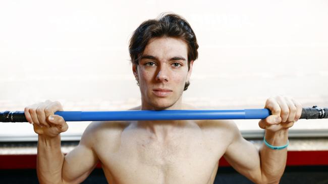 Jaxon Italiano who broke the pull ups world record. He completed 8008 pull ups in 24 hours to raise money for dementia research. Picture: Richard Dobson