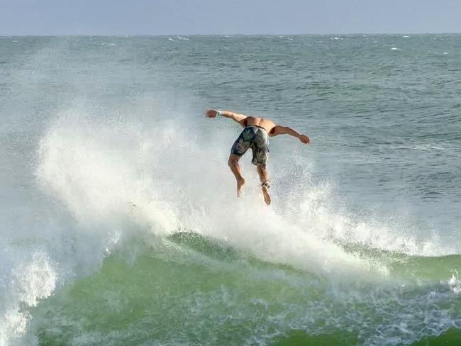 Wild conditions at Mooloolaba Beach. Photo: Mark Furler