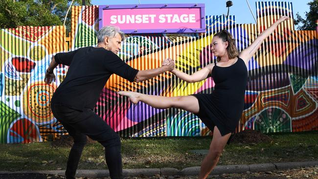 NT Dance company, who is performing their show "North of Centre" at Darwin Festival this year, Dancers Gary Lang with Kara Handberg. Picture Katrina Bridgeford.