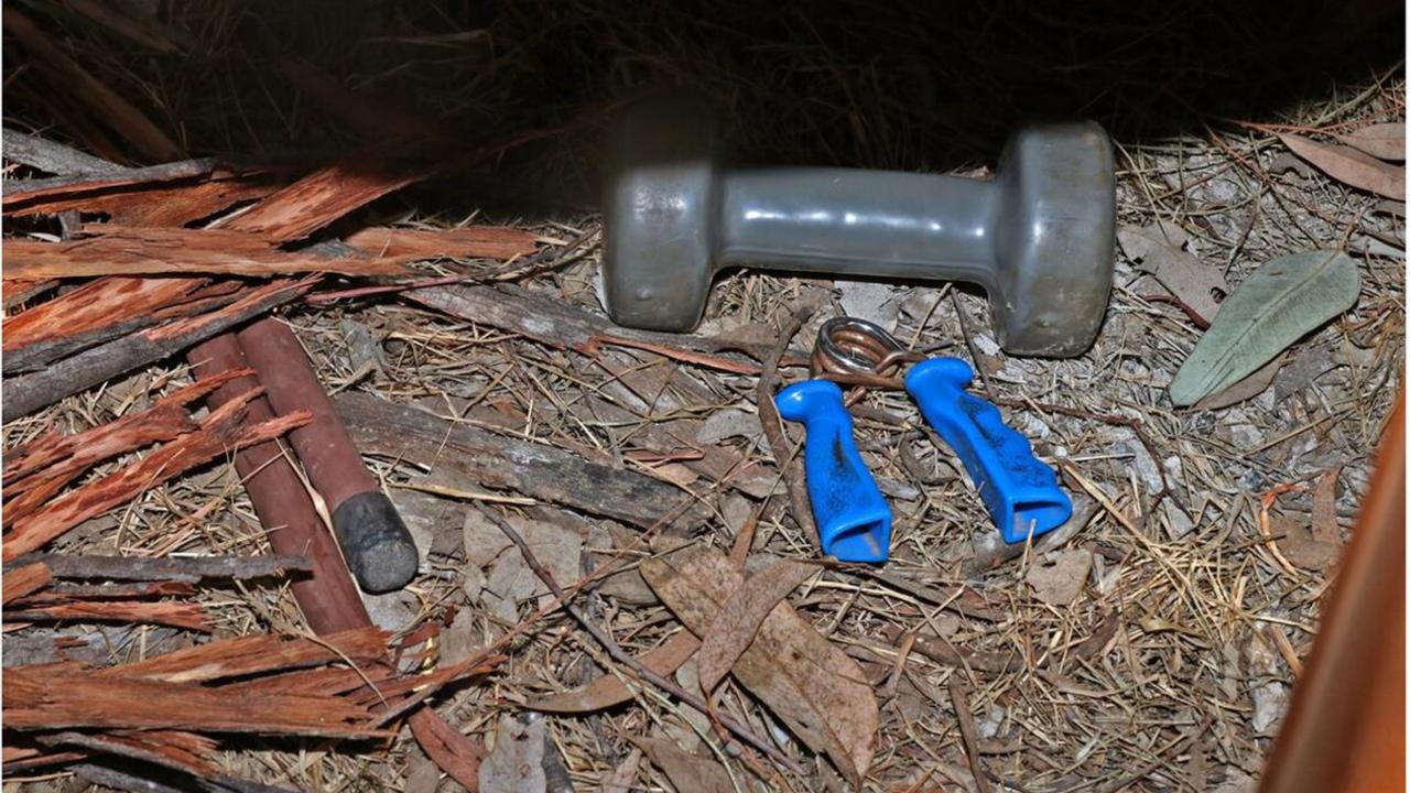 Weights were also found inside one of the sniper hides on the property.