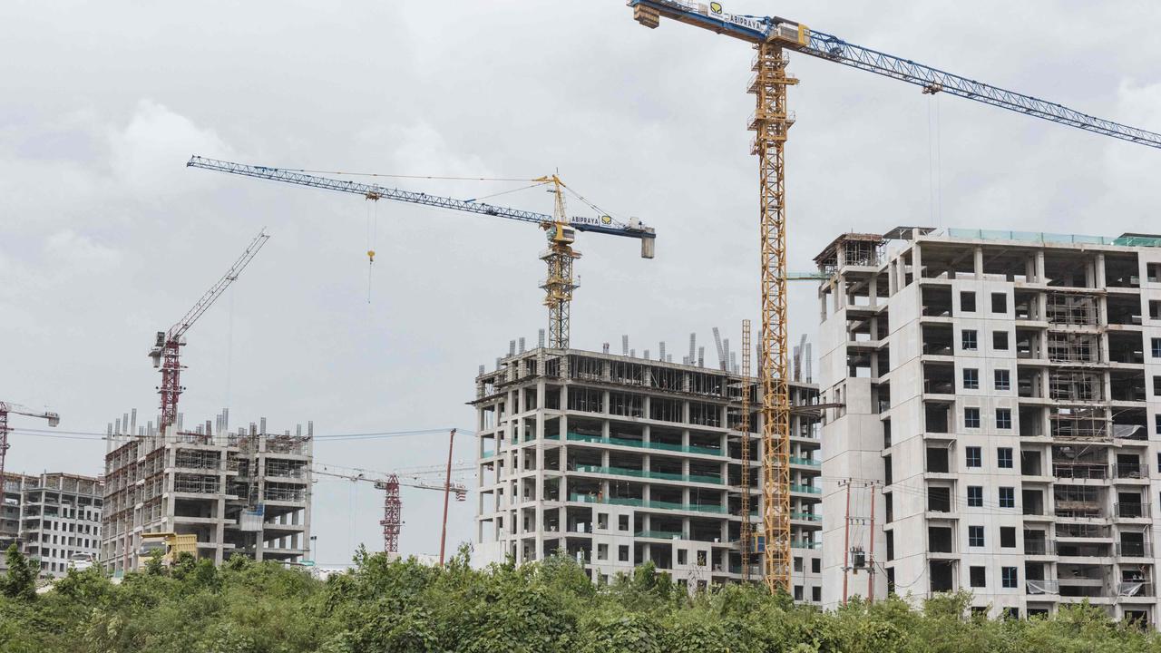 The unfinished capital ceremony was attended by President Joko Widodo and his successor, Prabowo Subianto, as well as a limited number of guests due to accommodation and construction limitations. Picture: AFP