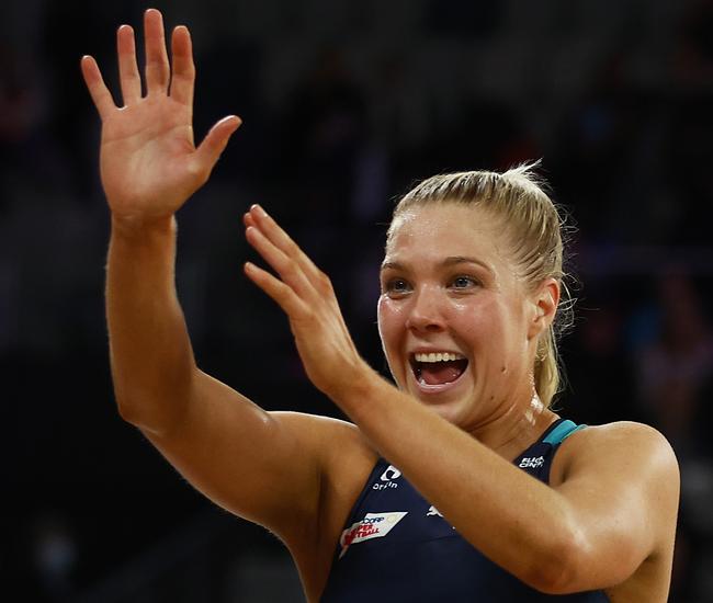 Kate Moloney of the Vixens after winning in the round eight (Photo by Daniel Pockett/Getty Images)