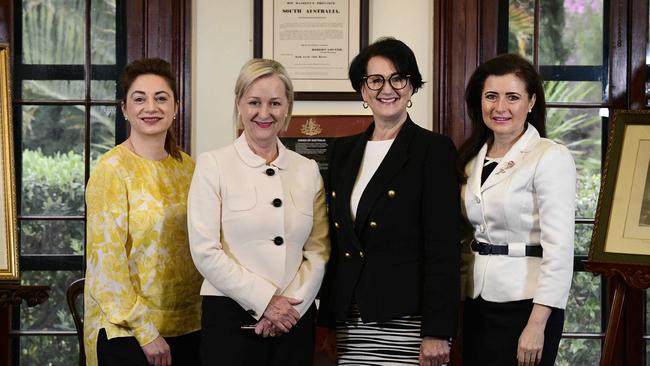 From left: Human Services Minister Michelle Lensink, Deputy Governor Prof. Brenda Wilson, Deputy Premier Vickie Chapman and Child Protection Minister Rachel Sanderson. Picture: Bianca De Marchi